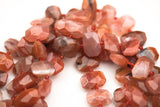Natural Red Chalcedony Agate - 14*18mm Faceted Flat Nuggets Middle Drilled AAA Quality Gemstone Beads