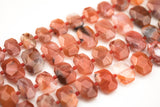 Natural Red Chalcedony Agate - 14*18mm Faceted Flat Nuggets Middle Drilled AAA Quality Gemstone Beads
