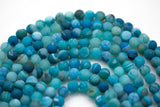 DRUZY AGATE Beads- Blue-- Round 8mm, 10mm, 12mm. Full Strand.-Full Strand 15.5 inch Strand