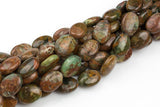 Natural 12*18mm Puffy Oval  Green Opal, High Quality- Full 16 inch Strand Gemstone Beads