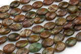 Natural 12*18mm Puffy Oval  Green Opal, High Quality- Full 16 inch Strand Gemstone Beads