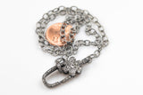 Beautiful PAVE DIAMOND with STERLING Silver diamond clasps diamond lobster With Sterling Silver Chain