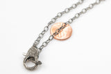 Beautiful PAVE DIAMOND with STERLING Silver diamond clasps diamond lobster With Sterling Silver Chain