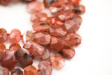 Natural Red Chalcedony Agate - 14*18mm Faceted Flat Nuggets Middle Drilled AAA Quality Gemstone Beads