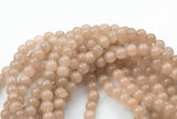 Light Chocolate Coffee Jade Smooth Round Beads 6mm 8mm 10mm - Single or Bulk - 15.5"
