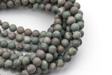 Natural Matte Green Rainforest Jasper Beads, High Quality Round- Loose Beads 6mm 8mm 10mm 12mm - Full 16 inch strand AAA Quality
