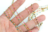 Enamel Satellite Chain Chain Dainty and Fine - High Quality Gold Plated Brass - 2mm - By the Yard