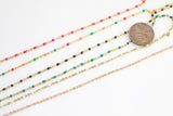 Enamel Satellite Chain Chain Dainty and Fine - High Quality Gold Plated Brass - 2mm - By the Yard