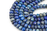 Natural Lapis Lazuli, Faceted Roundel.  6mm, 8mm and 10mm-Full Strand 15.5 inch Strand Gemstone Beads