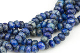 Natural Lapis Lazuli, Faceted Roundel.  6mm, 8mm and 10mm-Full Strand 15.5 inch Strand Gemstone Beads