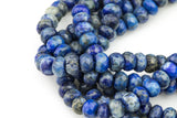 Natural Lapis Lazuli, Faceted Roundel.  6mm, 8mm and 10mm-Full Strand 15.5 inch Strand Gemstone Beads