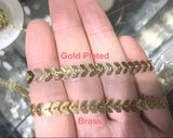 Feather Chevron Chain Brass or Gold Plated. By THE YARD