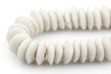 White Ashanti Glass Saucer Beads - Ashanti Glass Beads Handmade Ghanaian Trade Beads - Approx 134 beads 14mm - Made in Ghana Africa