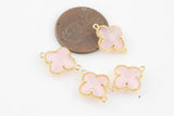 Gold Bezel Crystal Clover Shape Connector 10mm, 2 pcs