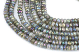 Natural Labradorite ab facetted roundel 6mm, 8mm, 10mm- Full 16 inch Strand Gemstone Beads