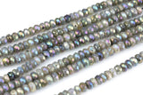 Natural Labradorite ab facetted roundel 6mm, 8mm, 10mm- Full 16 inch Strand Gemstone Beads