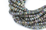 Natural Labradorite ab facetted roundel 6mm, 8mm, 10mm- Full 16 inch Strand Gemstone Beads