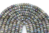 Natural Labradorite ab facetted roundel 6mm, 8mm, 10mm- Full 16 inch Strand Gemstone Beads