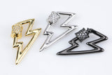 CZ Micro Pave Lightning Shape Screw Clasp, Gold Plated U Shape Clasp Lock, Carabiner Pave Lock, 16x28mm