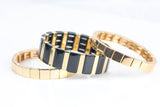 Large Stretchy Bracelet-Gold Black Stack- 7-7.5- Wholesale Pricing Enamel Beads