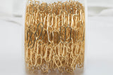 Gold Filled Flat Tubed Chain, Elongated Oval Chain, 5 x 15 mm links, , Wholesale, USA Made, Chain by foot- Paper Clip Chain
