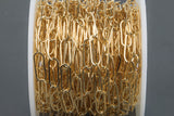 Gold Filled Flat Tubed Chain, Elongated Oval Chain, 5 x 15 mm links, , Wholesale, USA Made, Chain by foot- Paper Clip Chain