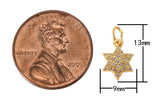 18K Gold  Star of David Cubic Zirconia Bracelet Necklace Pendant Earring Charm Gift for Jewelry Making- 12mm- 2 pcs per order