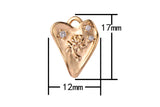 2pcs 12x17mm 18k Gold  Heart Rose Charm Micro CZ Pave evil eye pendant Earring Bracelet Necklace Charm
