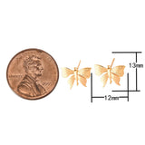 4pc 18kt Gold  Butterfly Stud with open hoop in back- 4 pcs per order- 12x13mm