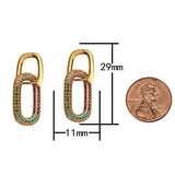 18kt Gold  Huggie Interchangeable Paper Clip CZ earring- 11x19mm Huggies