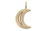 2 pcs 18k Gold  Enamel Moon Star Diamond CZ Drop Charm Cubic Protector- Large bail- 5mm Dainty Necklace - 20mm