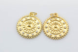 2pc Talisman Charm Necklace, Gold  Coin Round Pendant Lucky Medallion Pendant for Necklace Jewelry Making Supply- 18mm