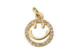 2pc Micro Pave Charm Dainty Smiley coin Mini Happy Smiley pendant Gold Plated Smiley Face 14k Gold Plated Emoji Charm - 11mm- P13E3
