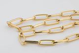 Chunky Paperclip Chain Necklace 8x21mm 18kt Gold Jumbo Link Paper Clip Chain 1 yard Lead, Nickel Free Unfinished Link Chain