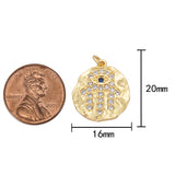 2 pcs 18k Gold  Hamsa Hand Evil Eye Charm Diamond CZ 11mm CZ Charm Cubic Protector Pendant Tiny Lucky Dainty Necklace Bracelet- 20mm