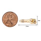18k Gold  Micro Pave Fist Figa Charm Pendant for Necklace Earring Component-8x25mm
