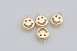 4pc 14k Gold Smiley Face EMOJI Charm Necklace Charm - 9mm- 4 pcs per order