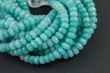 GORGEOUS MYSTIC Light Aqua JADE Gray / Moonstone Color High Quality in Faceted Rondelle- 8mm-Full Strand 15.5 inch Strand