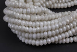 GORGEOUS MYSTIC Silverite JADE Off White/ Moonstone Color High Quality in Faceted Rondelle- 8mm-Full Strand 15.5 inch Strand