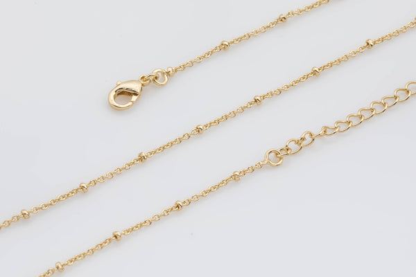 14k Gold Satellite chain, 1mm Gold Satellite Chain Satelite, 16" inches - Ready to wear with clasp and extender chain
