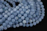 Blue Aquamarine- JADE Matte Round- 6mm 8mm 10mm 12mm-Full Strand 15.5 inch Strand
