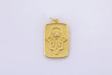 2 pc 18K Gold Evil Eye Charm Necklace, Gold Evil Eye Pendant, Rectangle Evil Eye Charm, Evil Eye Tag- 14x23mm