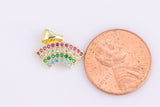 1 pc - 18K Gold  SunBurst Charm for Necklace Multi Color Cz Charm Micro Pave Rainbow Charm Gold Sun Rise Celestial Jewelry-18mm