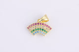 1 pc - 18K Gold  SunBurst Charm for Necklace Multi Color Cz Charm Micro Pave Rainbow Charm Gold Sun Rise Celestial Jewelry-18mm