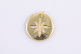 2 pcs 14k gold Starburst Star Pendant, Jewelry Cubic zirconia Star Medallion - 22mm