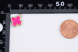 6 pcs Dainty Enamel Charm Flower Clover Pendant Gold 14k Gold Charm- 13mm