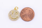 1pc 18k Gold  Smile Face EMOJI Charm Necklace Charm- Multi Colored CZ - 15mm- 1 pc per order P13E2