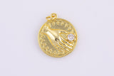 2 pc 18 kt Gold  Tarot Hand Reading Coin Charm - 18mm