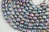 7x9mm Peacock Flat Potato Nugget Pearl A Quality Round Freshwater Pearl