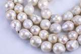 13-14mm Large White Baroque Freshwater Pearl, Full Strand